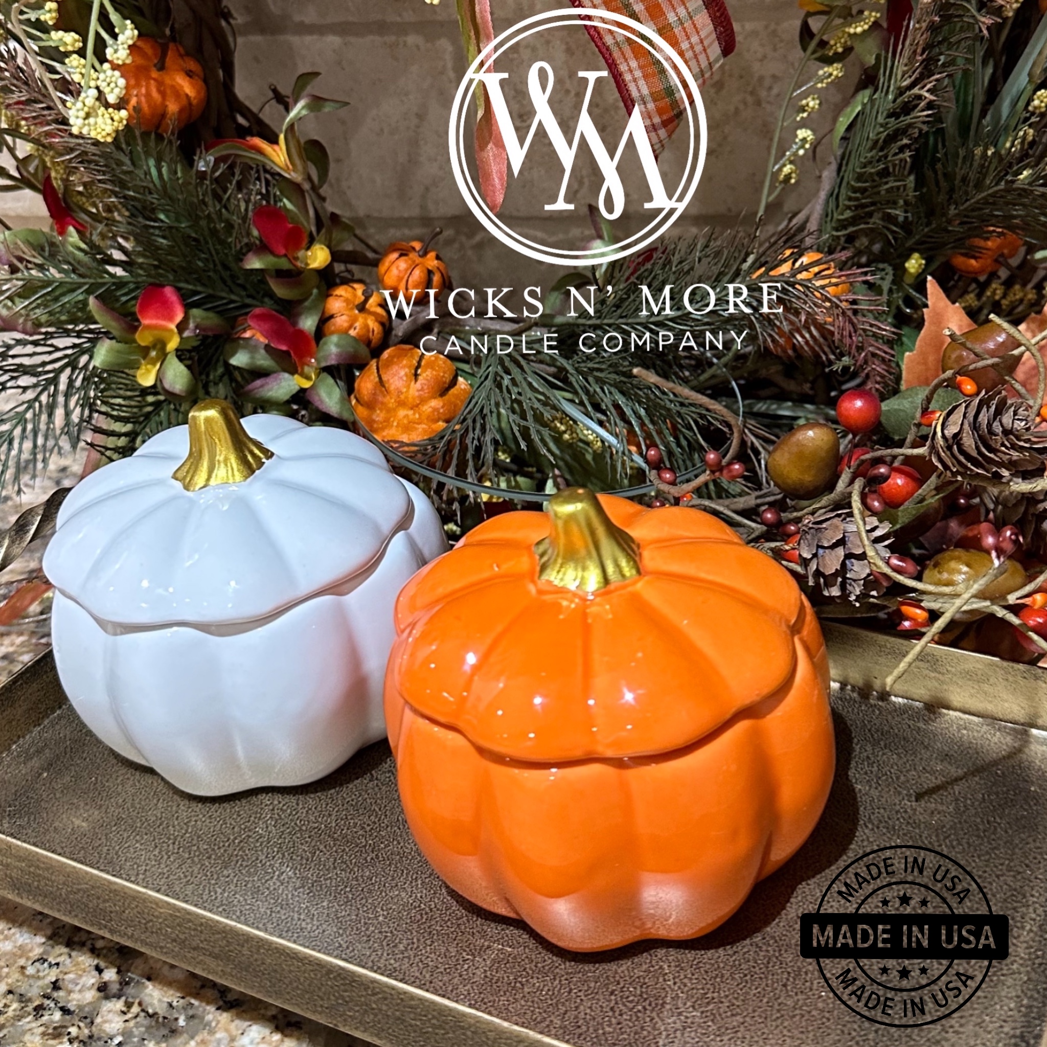 Pumpkin Candle Jar, 3.93.8 in Ceramic Candle Jar, Washable Pumpkin Jar,  Pumpkin Container with Lid, Pumpkin-Shaped Candle for Decoration Home Decor